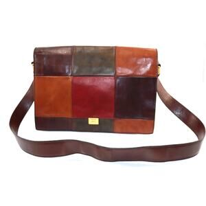Vintage Moschino Patchwork Leather Messenger Bag Multicolor Made in Italy
